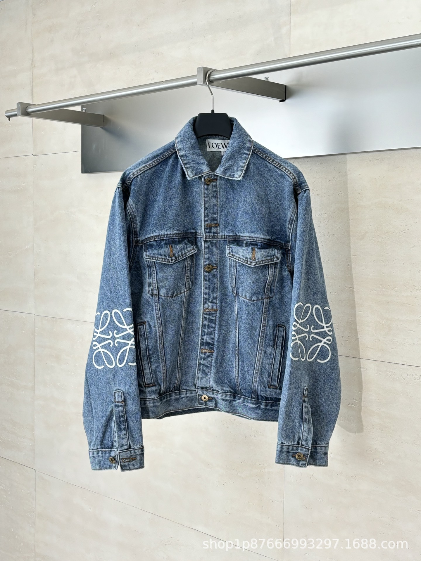 High-end ruijia 25ss new versatile trendy fashion laser embroidered blue denim long sleeve jacket