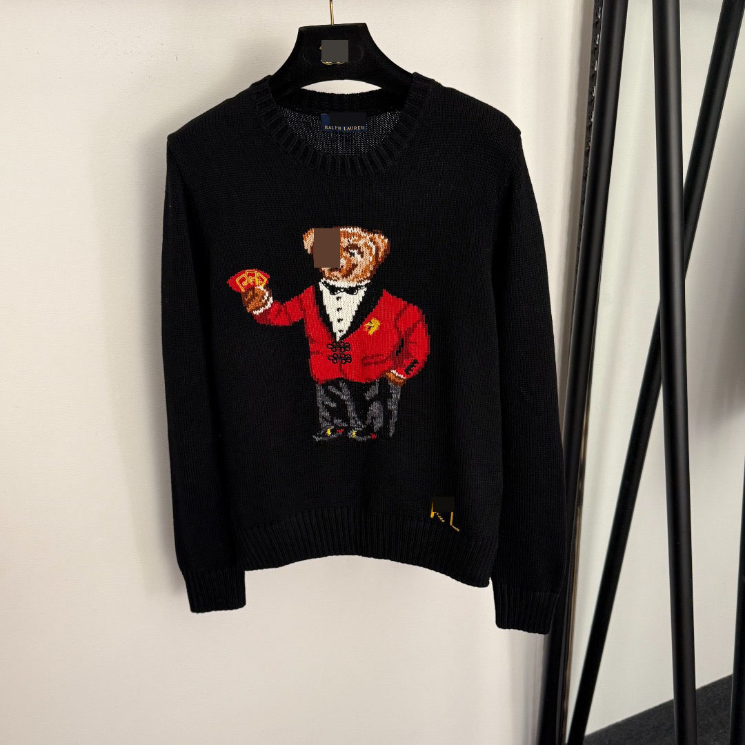 New arrival human-shaped handsome bear jacquard pattern wool blend long sleevespulloverknitting shirt fall and winter bottom shirt