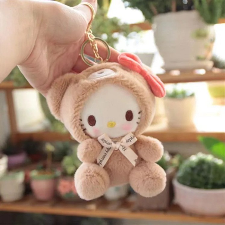 Cute sanrio kitty cat doll pendant keychain bag accessories stuffed doll toy catching doll 1