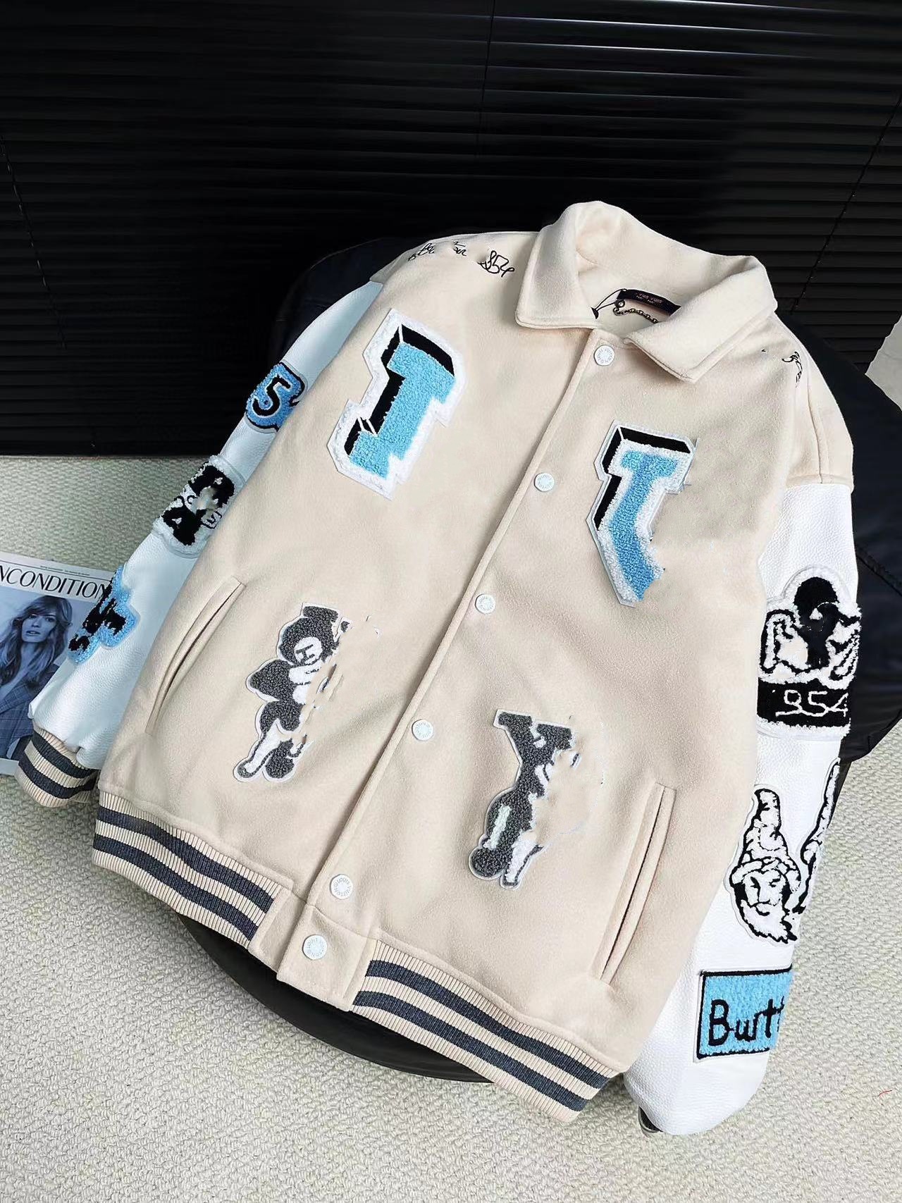 High quality cross-border lvjia l letter bugs bunny towel embroidered ten thousand needle embroider baseball uniform outwearjacket for men and women