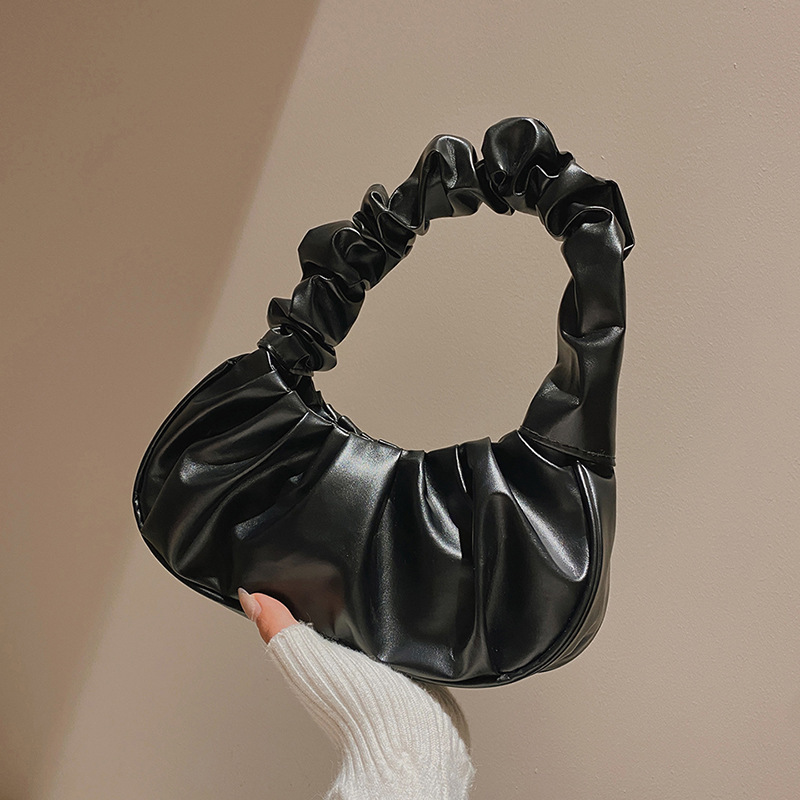 Exportk-style women’s bag 2025new arrivalpure color cloud pleated bag casual women’s armpit bag sweet shoulder bag 1