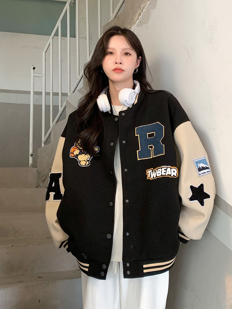 2025 new trendy baseball jacket for women – autumn/winter korean style, unique design, oversized hoodie jacket top