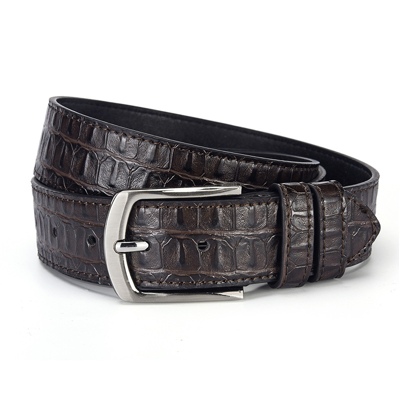 2026 new men’s leather belt fashion crocodile pattern belt men’s business casual pin buckle belt factory wholesale