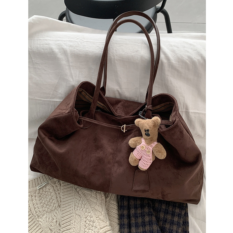 Winter retro suede underarm bag women’s 2024 new fashion simple tote bag large capacity commuter bag