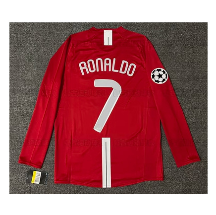 Red devils retro 2007-08 champions league final jersey – #7 ronaldo / #10 rooney long & short sleeve football kit