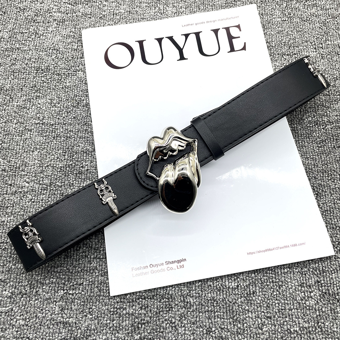 Crow ch cross rivet belt men’s metal cut out pants belt women’s holy sword retro belt stylish cowboy belt