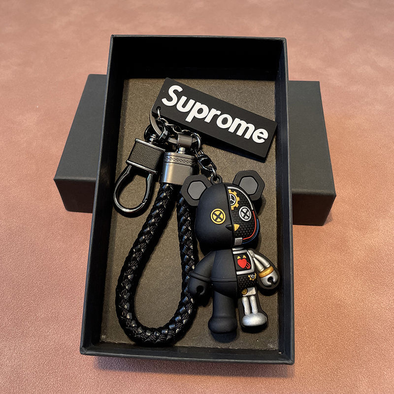 Mechanical bear personalized car keychain cute cartoon figurine high-end couple keyring bag charm trendy brand gift 1