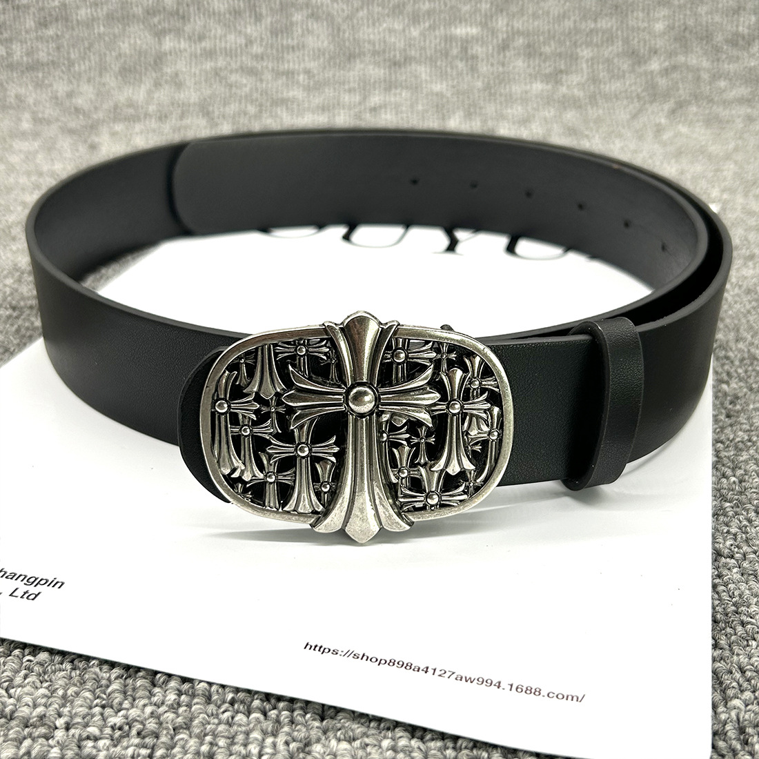 Crow ch classic cross western cowboy trendy hairstylist belt belt men’s pants belt retro buckle cut out