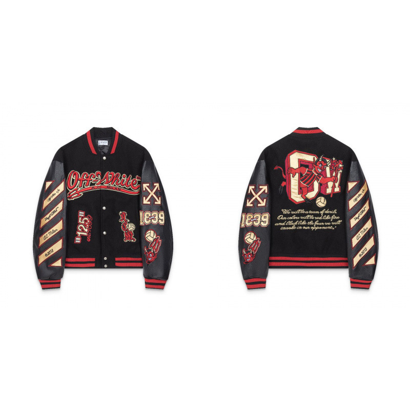 Cross-border foreign trade trendy brand off baseball uniform new arrivalow twill graffiti men’s and women’s jacketoutwear