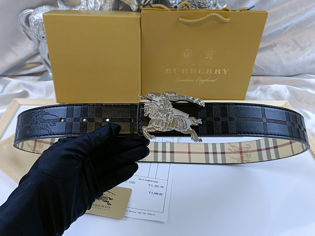 Factory direct: b-brand plaid new fashion men’s leather belt – premium business casual belt, versatile style