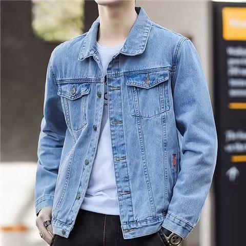 Spring & fall style hong kong style denim jacketmenloose handsome patchwork top clothes trendyk-styleinscasualoutwear