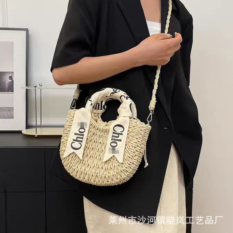 2024 new straw woven bag – large capacity vintage straw basket style casual versatile beach bag for women