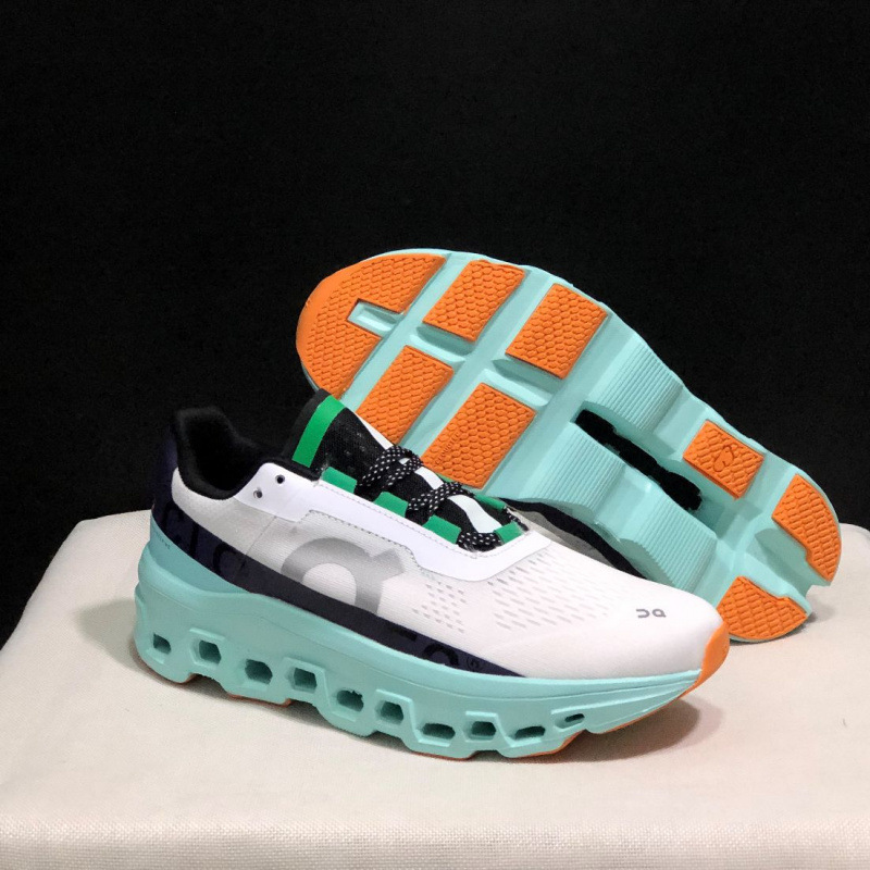 Cloudmonster generation monster shoes – misty white/black/orange – lightweight cushioning running shoes for men and women