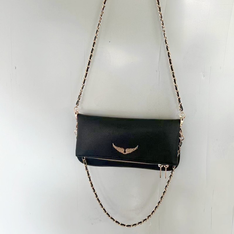 French gold classic zv genuine leather small square bag – export fashion european and american style versatile winged underarm shoulder crossbody bag