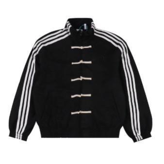 Fall and winter men’s and women’s tang suit chinoiserie buckle suede stand-up collar tops men’s and women’s same style loose embroider three-stripe jacket