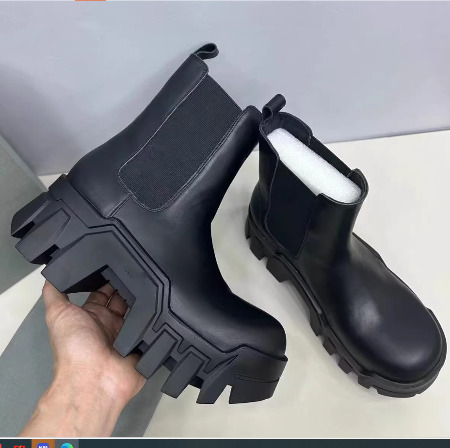 Height increasing 8cm high top bulldozer boots men’s thick soleboots chelsea boots round toe women’s shoes