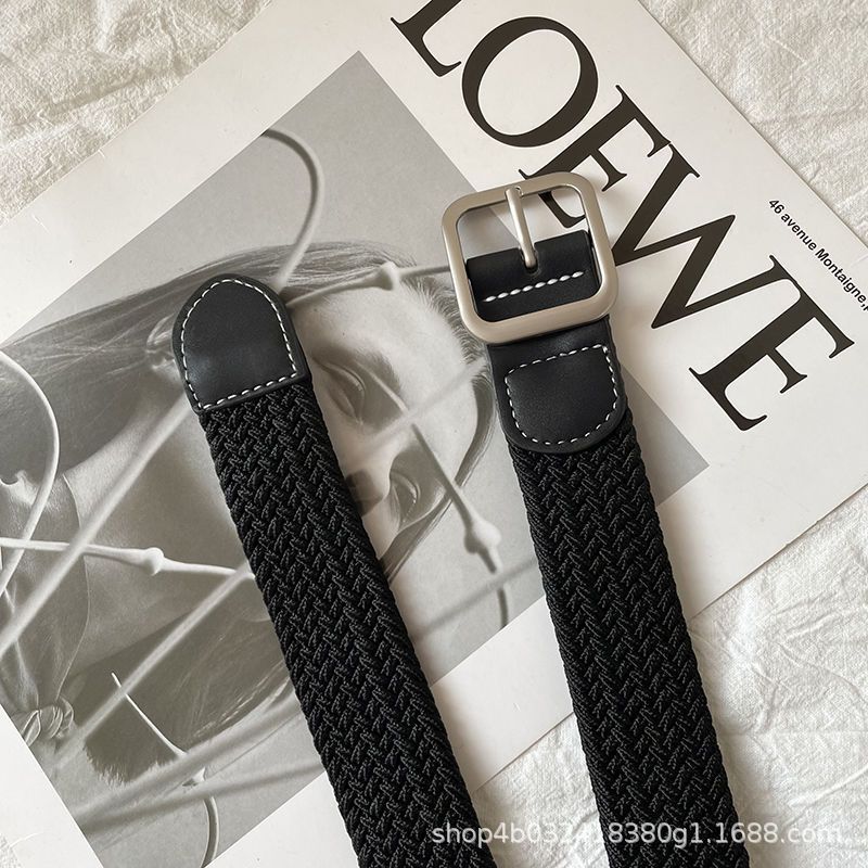 Canvas woven belt – no punching required – black – unisex – military training belt – versatile casual belt for women – perfect with jeans