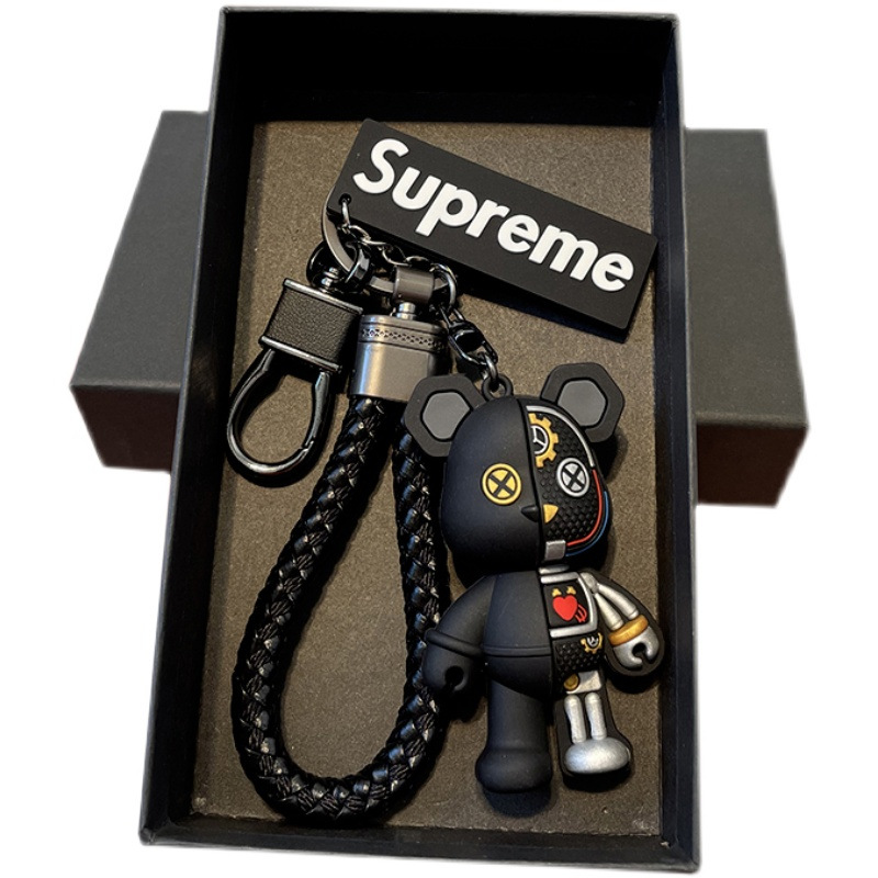 Trendy high-end mechanical bear car keychain stylishcouple gift stereo doll bag pendant hanging small gift