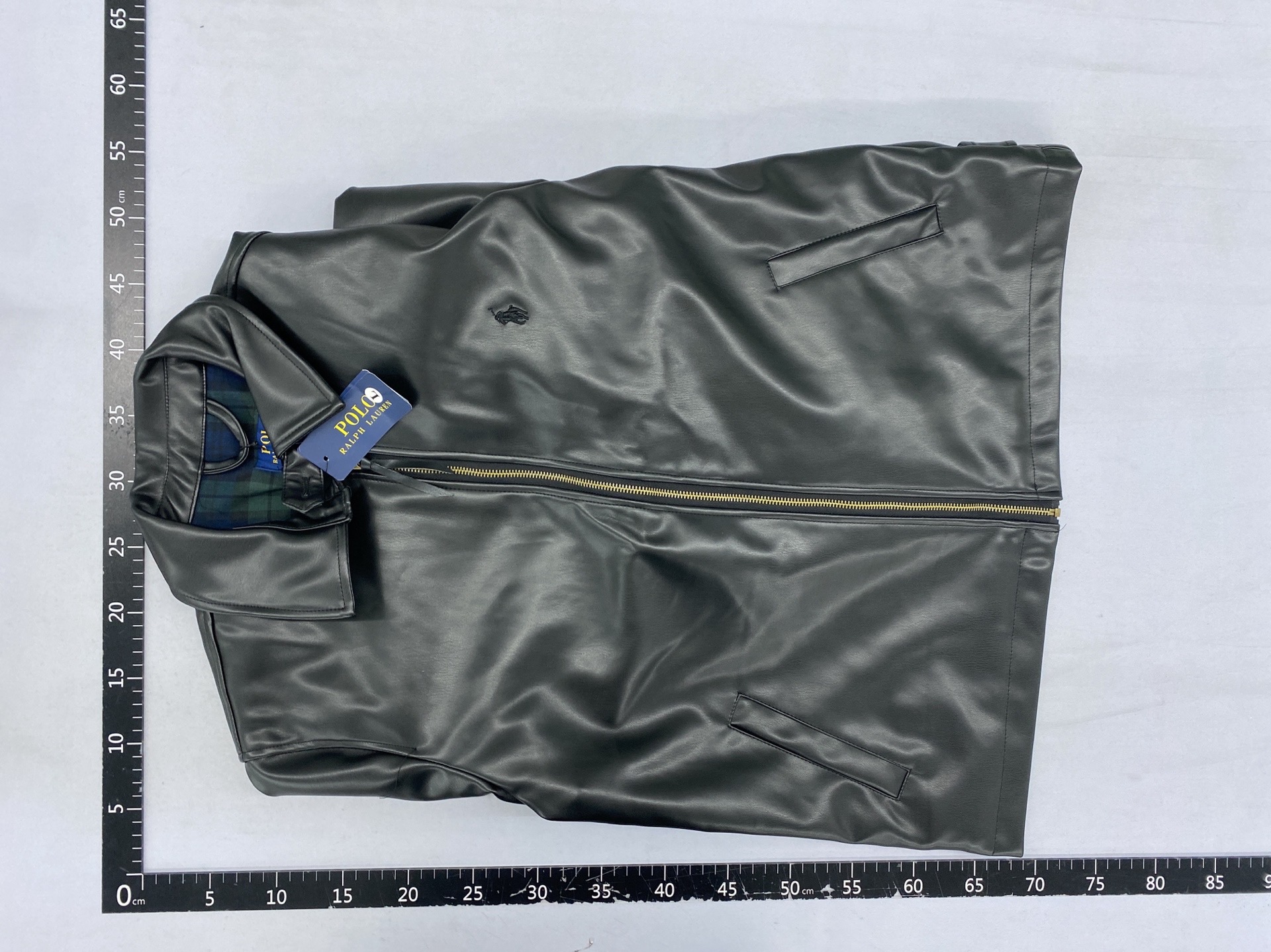 Left black small size leather head gold zipper black batch jacket 44120722 3