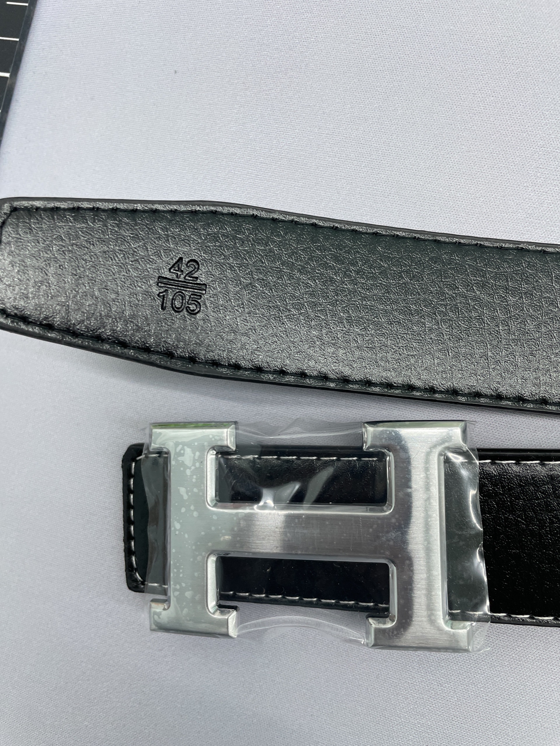 New men’s belt with lychee grain leather, smooth buckle, h-buckle, fashionable casual trend, versatile, suitable for middle-aged and young men’s pants waistband 5