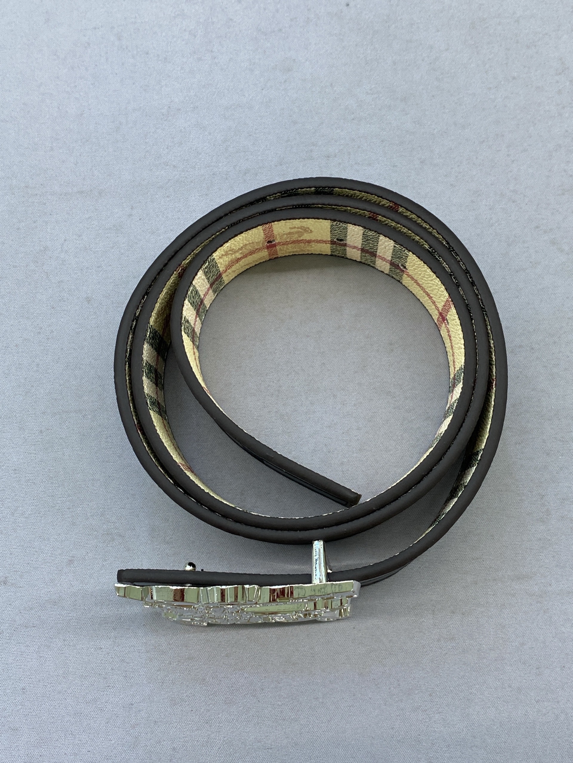 Factory direct: b-brand plaid new fashion men’s leather belt – premium business casual belt, versatile style 5