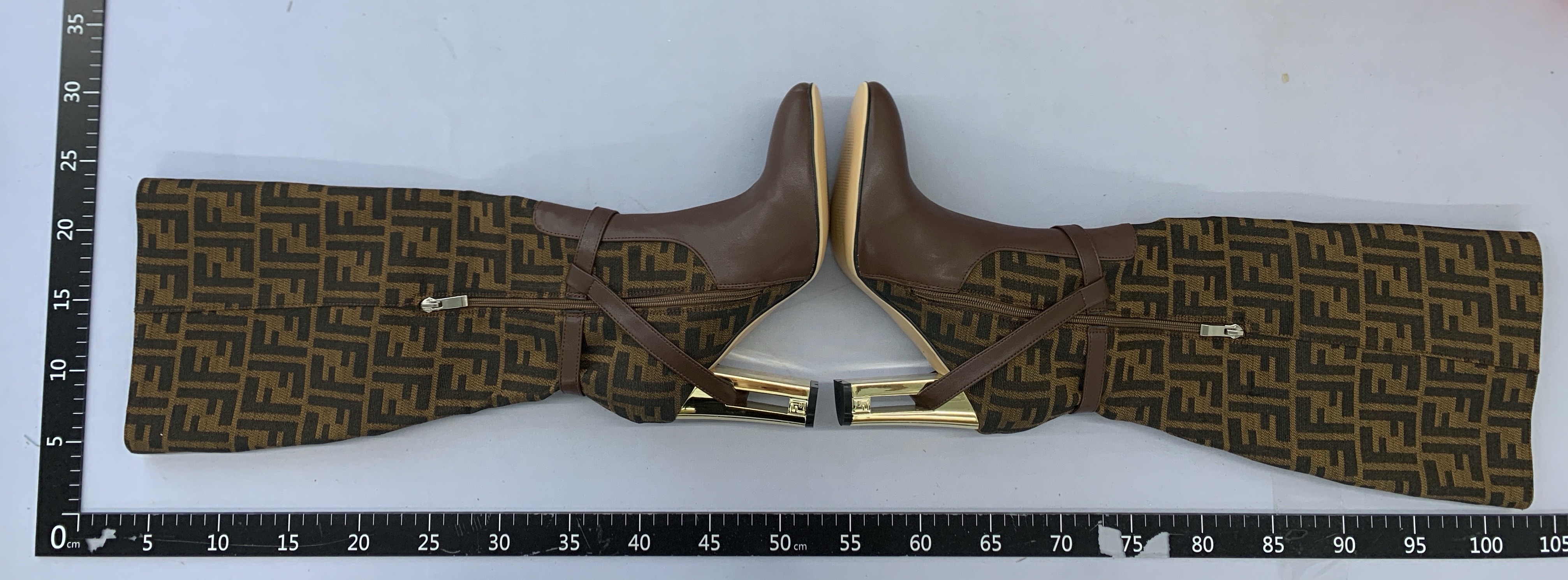 Fashion elegantnew arrival round toe metal high heel belt buckle cowhide catwalk shoes cross-border large size zipper over the knee boots 4