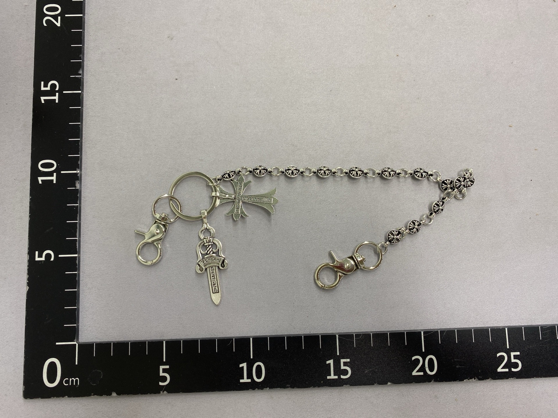Linxinyanfashionretrojeans chain bag hanging chain sword ball beads cross waist chain buckle pendant trendy 2