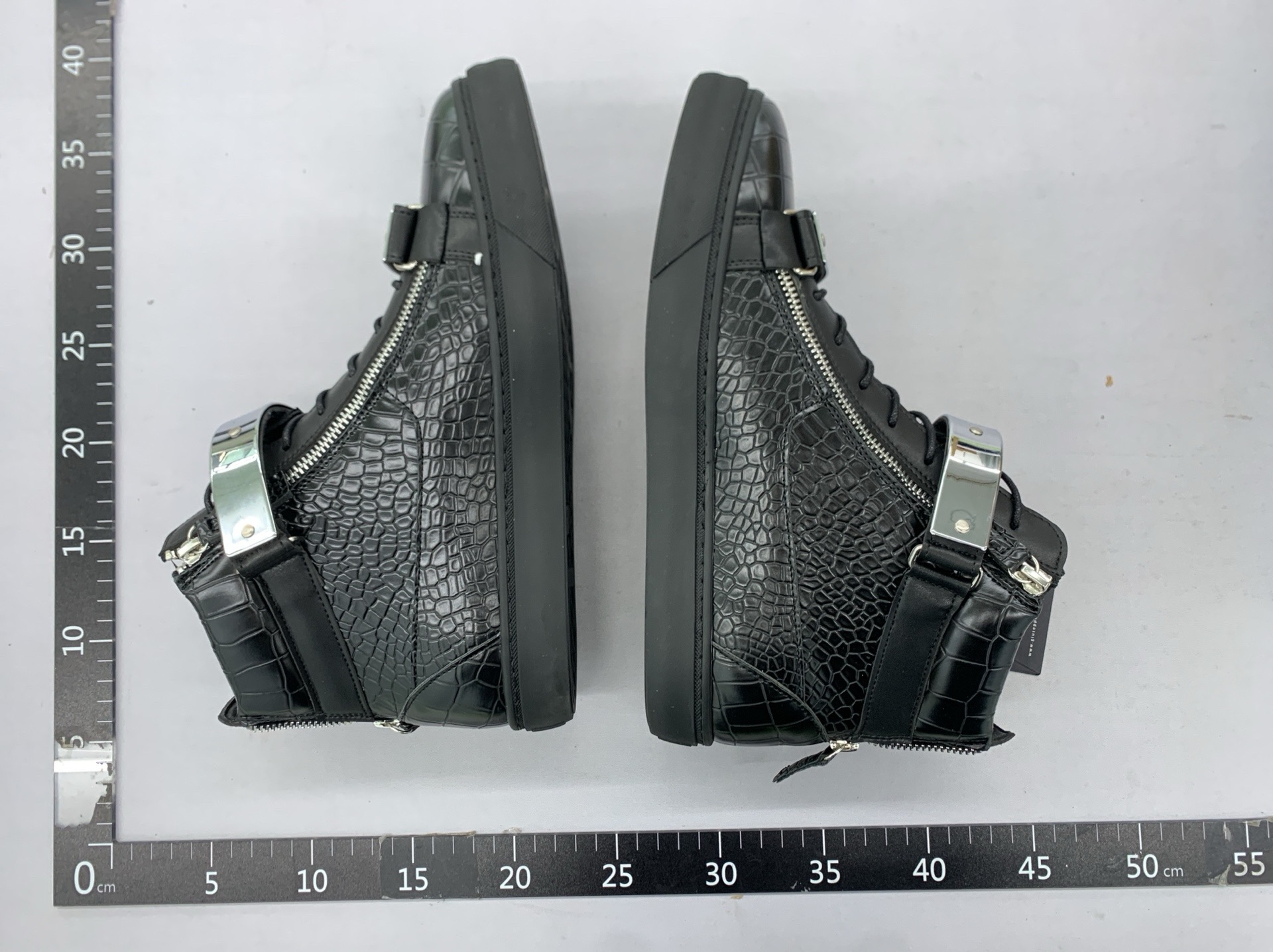 Spring/autumn agz european and american style black genuine leather patent leather high-top zipper metal double buckle flat sneakers – trendy men’s and women’s shoes 4
