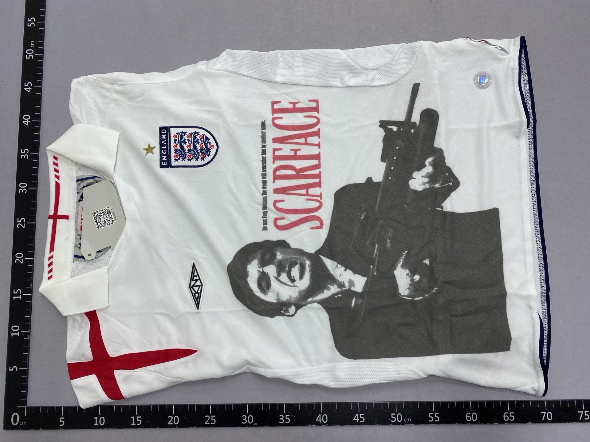 Scarface england jersey remake portrait printing t-shirt al pacino football uniform sports trendy 4
