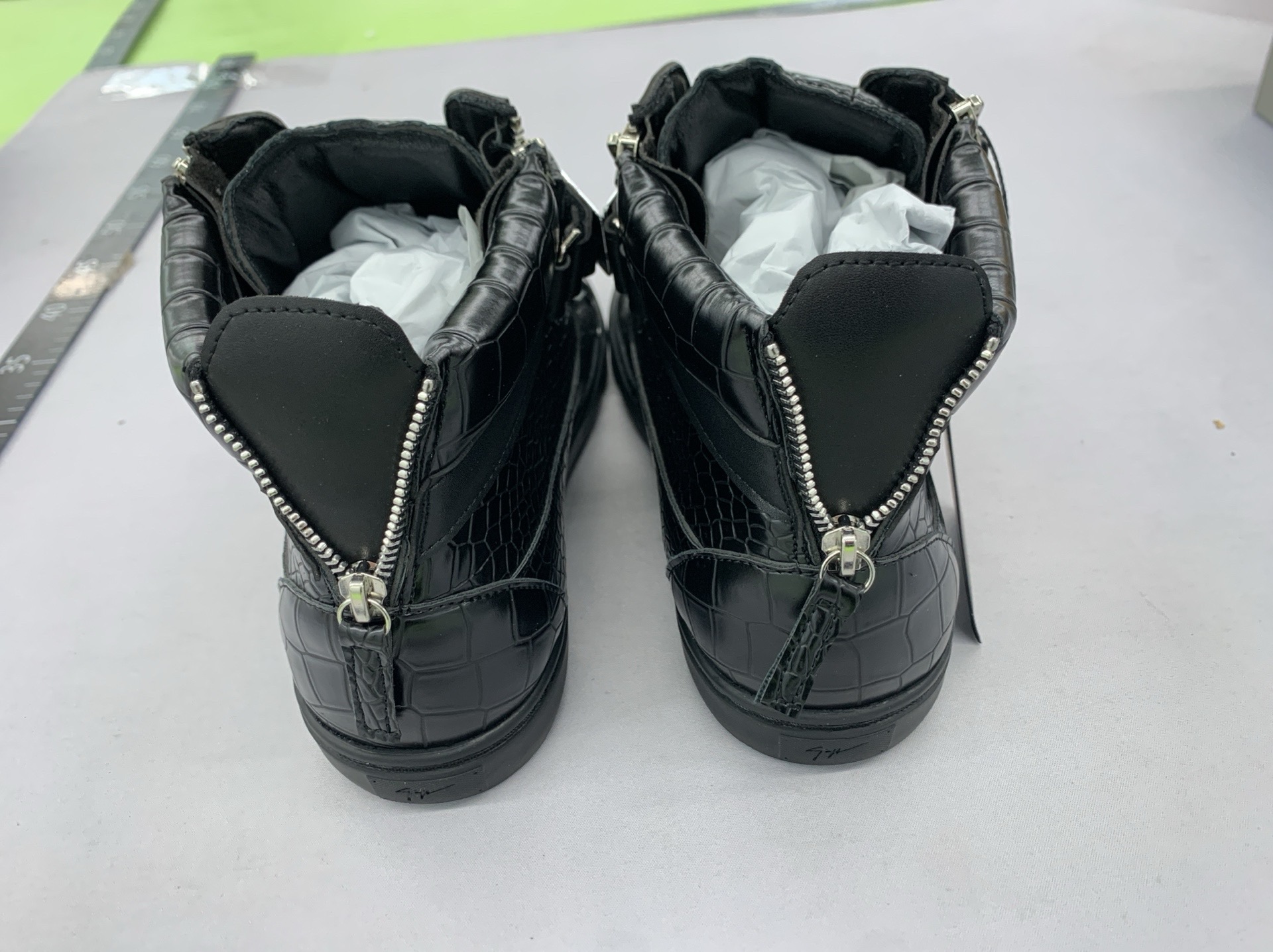 Spring/autumn agz european and american style black genuine leather patent leather high-top zipper metal double buckle flat sneakers – trendy men’s and women’s shoes 6