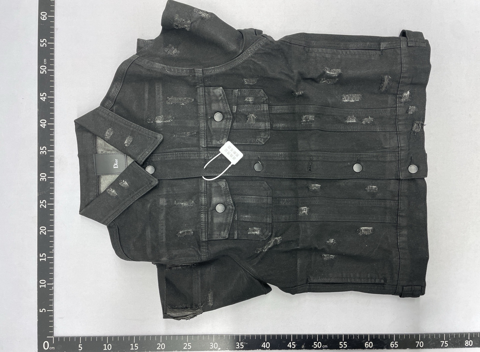D black brushed wax 04ss hedi homme style grids lapel hand torn large damage denim jacket outwear 4