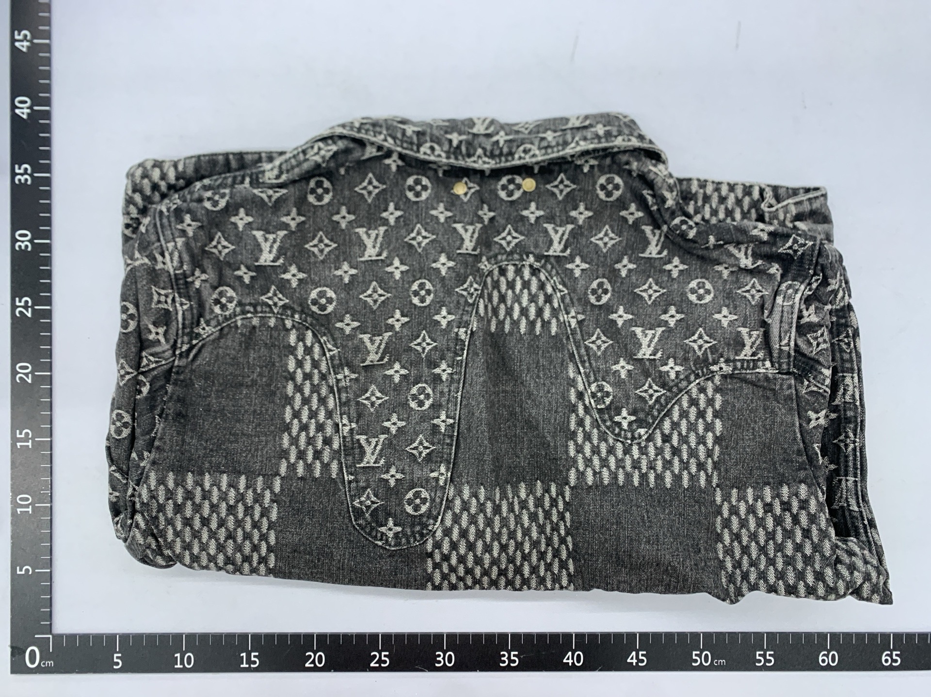 Spliced ​​checkerboard presbyopic denim long sleeve jacket-cc 5
