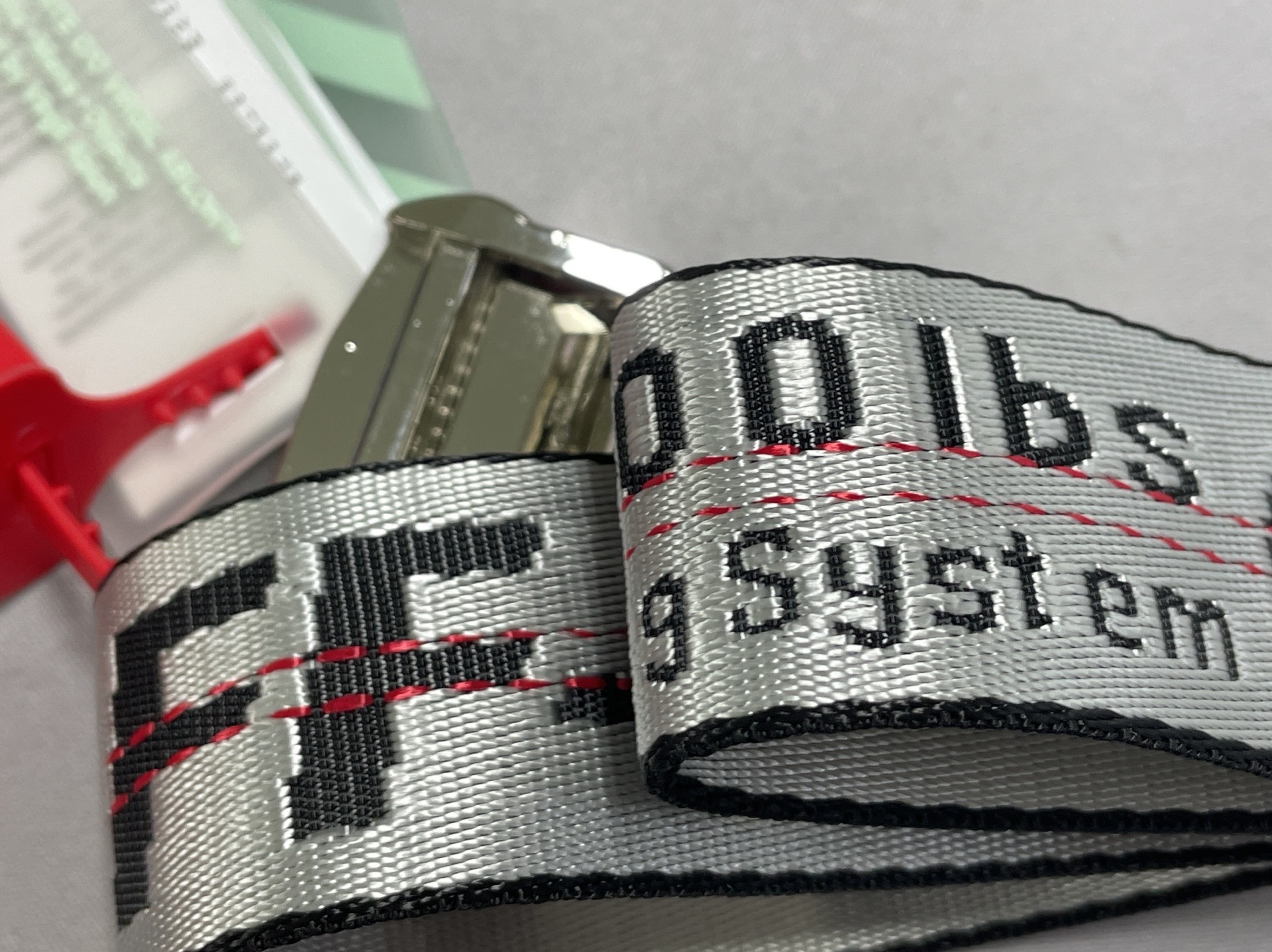 Correct version off ow yellow belt beltdown jacketwhite industrial style grids canvas embroider belt 2