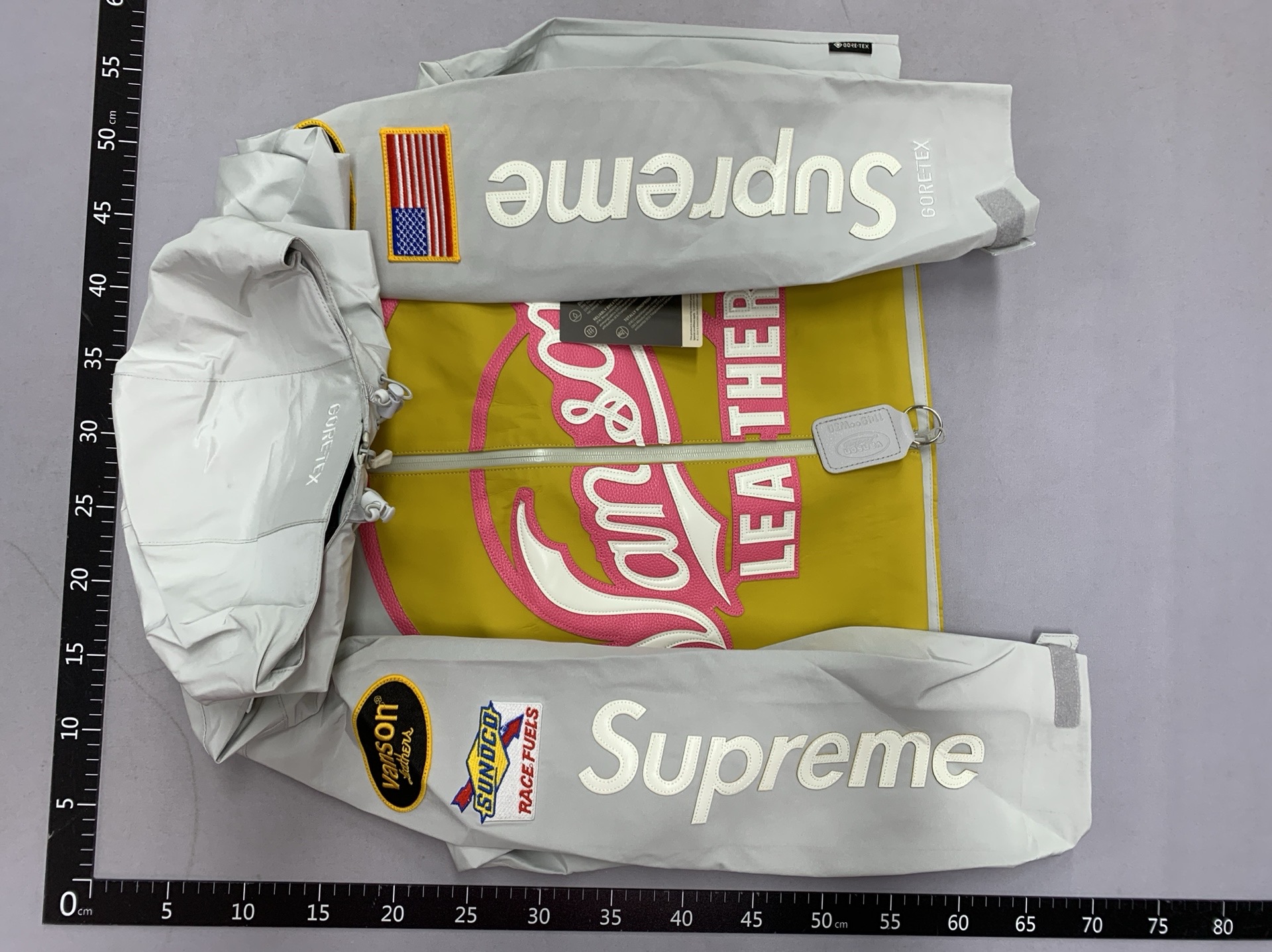 Cross-border difference currency suprx v leathe joint casual logo applique waterproof zipper jacketoutwear 4
