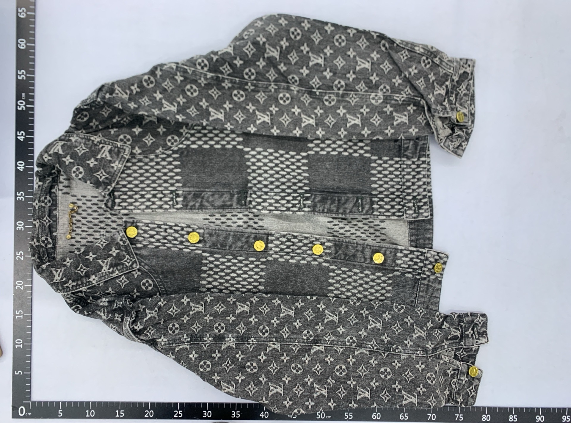Spliced ​​checkerboard presbyopic denim long sleeve jacket-cc 4