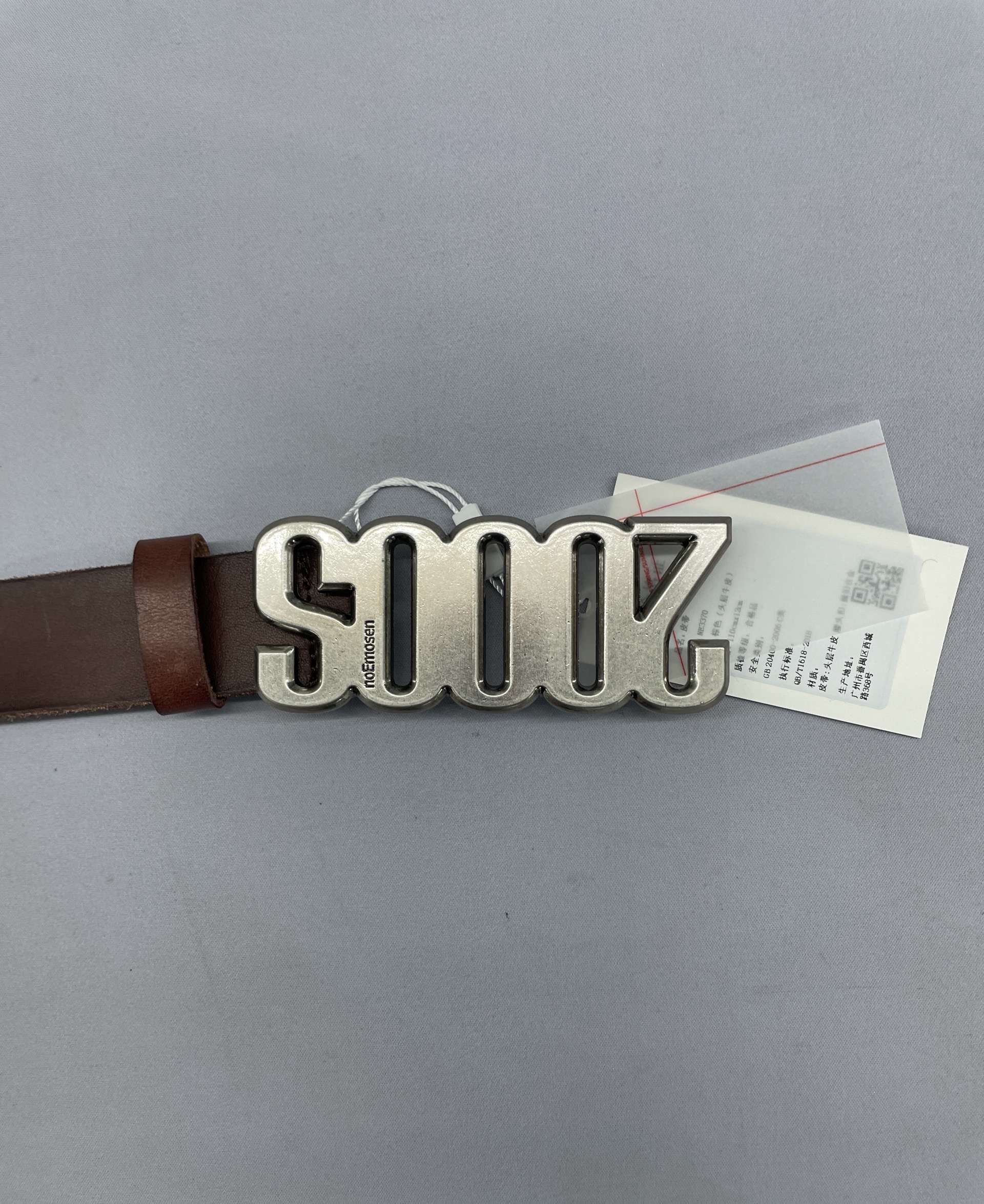 No e mosen*2000spersonalized metal distressed waist buckle first layer cowhide brown cracked pleated belt 3