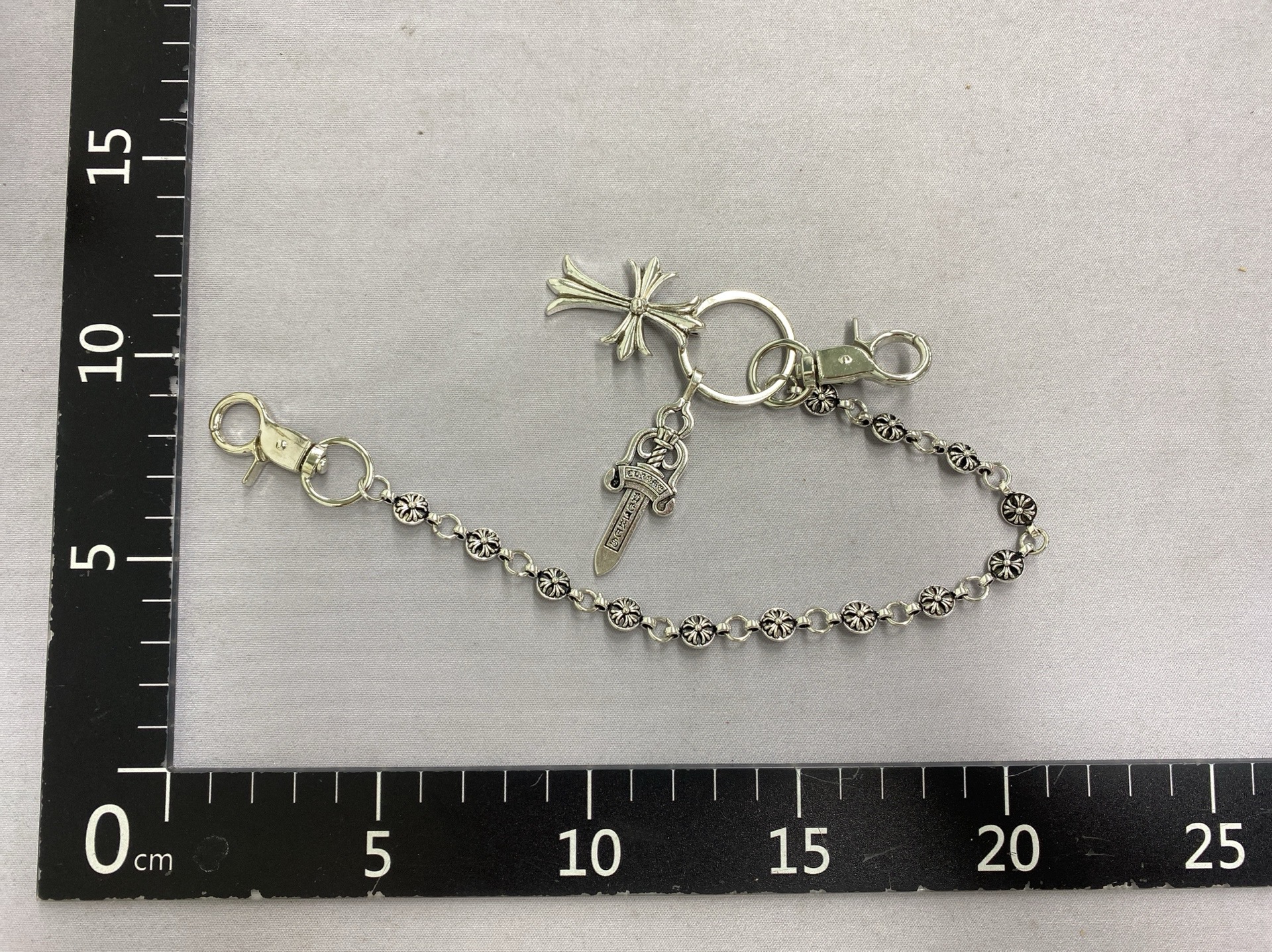 Linxinyanfashionretrojeans chain bag hanging chain sword ball beads cross waist chain buckle pendant trendy 3