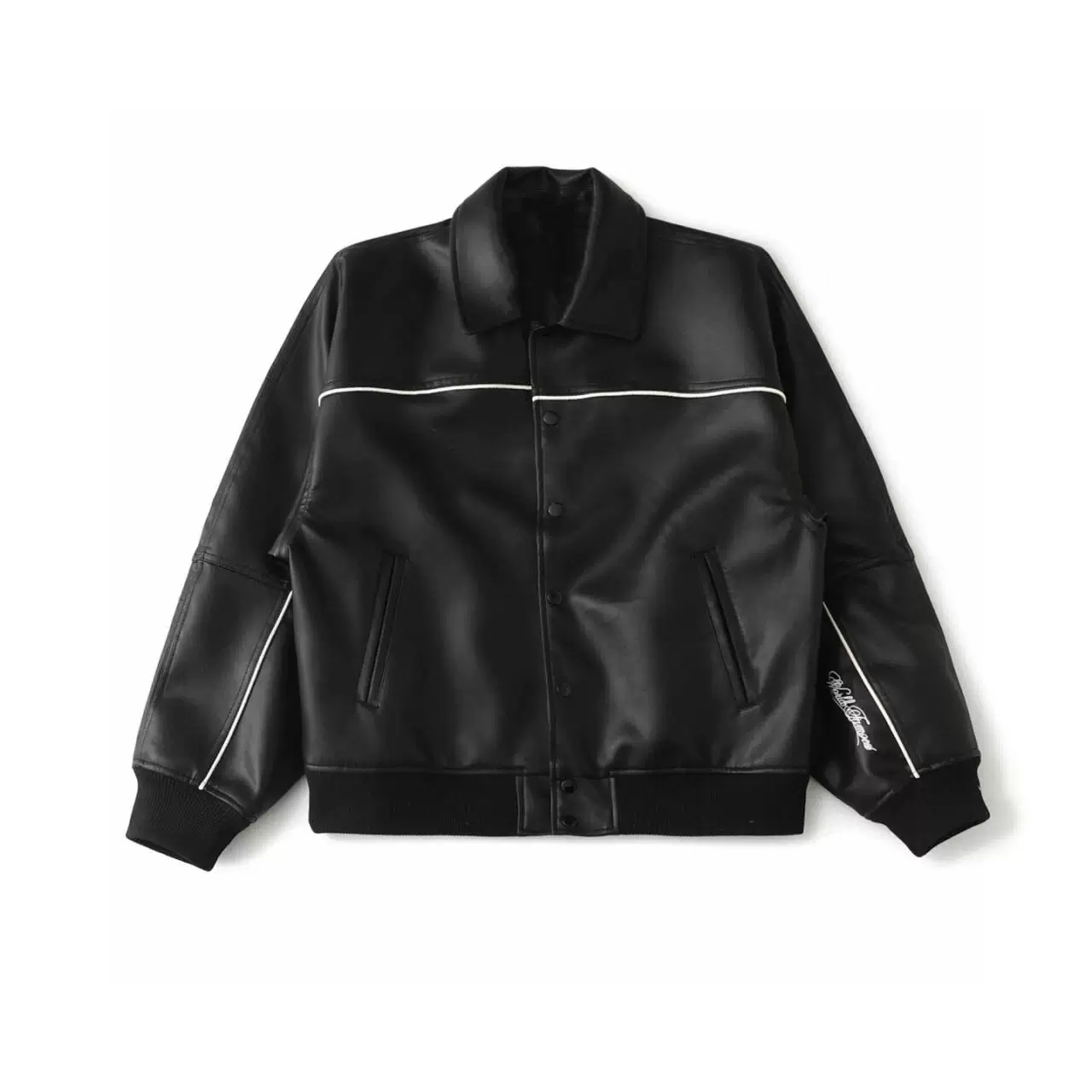 Independent 25ss leather varsity back logo varsity pu leather jacket outwear for men and women