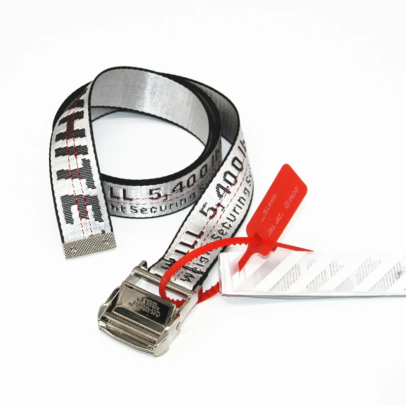 Correct version off ow yellow belt beltdown jacketwhite industrial style grids canvas embroider belt