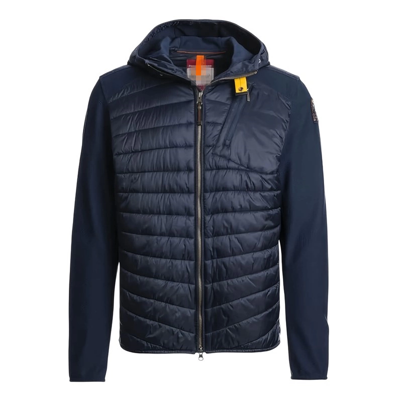 2025 new european and american men’s quilted hooded lightweight patchwork sporty casual down jacket short zip-up jacket