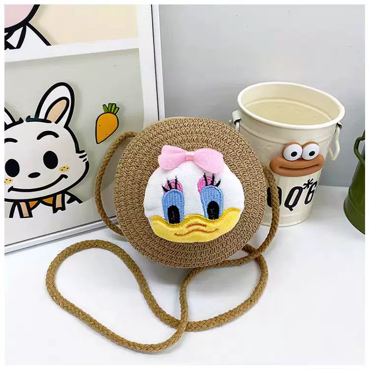 2024 new children’s straw woven bag, cute crossbody bag for girls, baby princess fashion trendy shoulder bag
