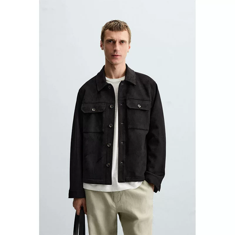 2025 summer men’s suede-effect casual shirt jacket, faux suede jacket 3046500 800