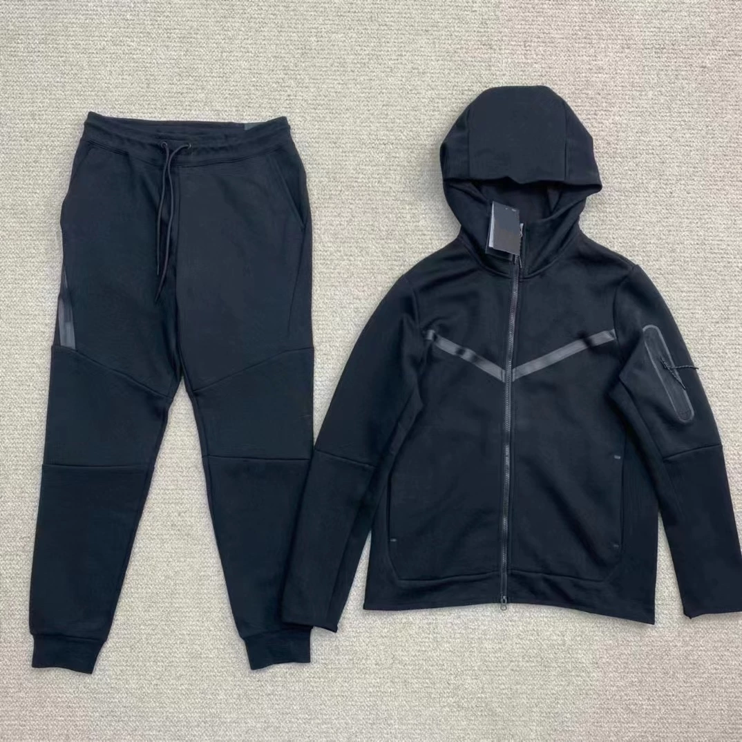 Suit cross-border sports men’s and women’s spring & fall air layer cotton knitting hooded zipper sports casualjacket sweatpants