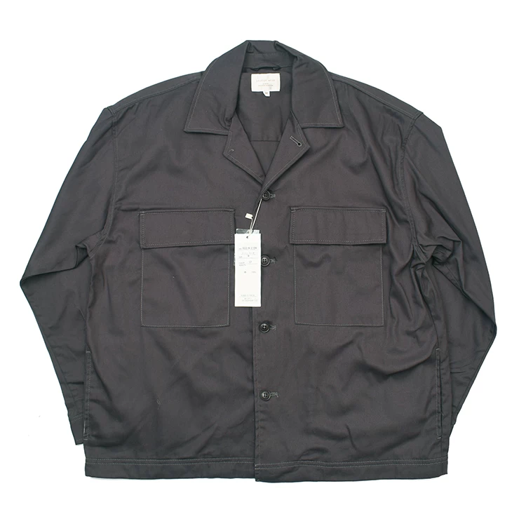 Daily line cuban collar artsyretro nostalgic color double bag workwearjacket loosecasuallong sleevesoutwear trendy 033