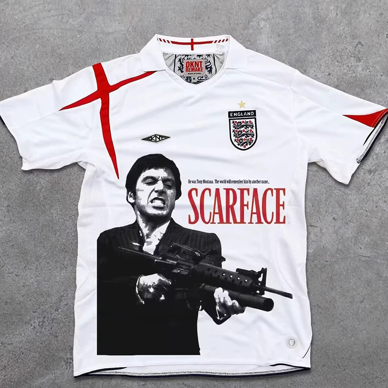 Scarface england jersey remake portrait printing t-shirt al pacino football uniform sports trendy